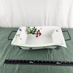 Temptations By Tara Wild Garden Rectangular Baker White Floral Discontinued LG